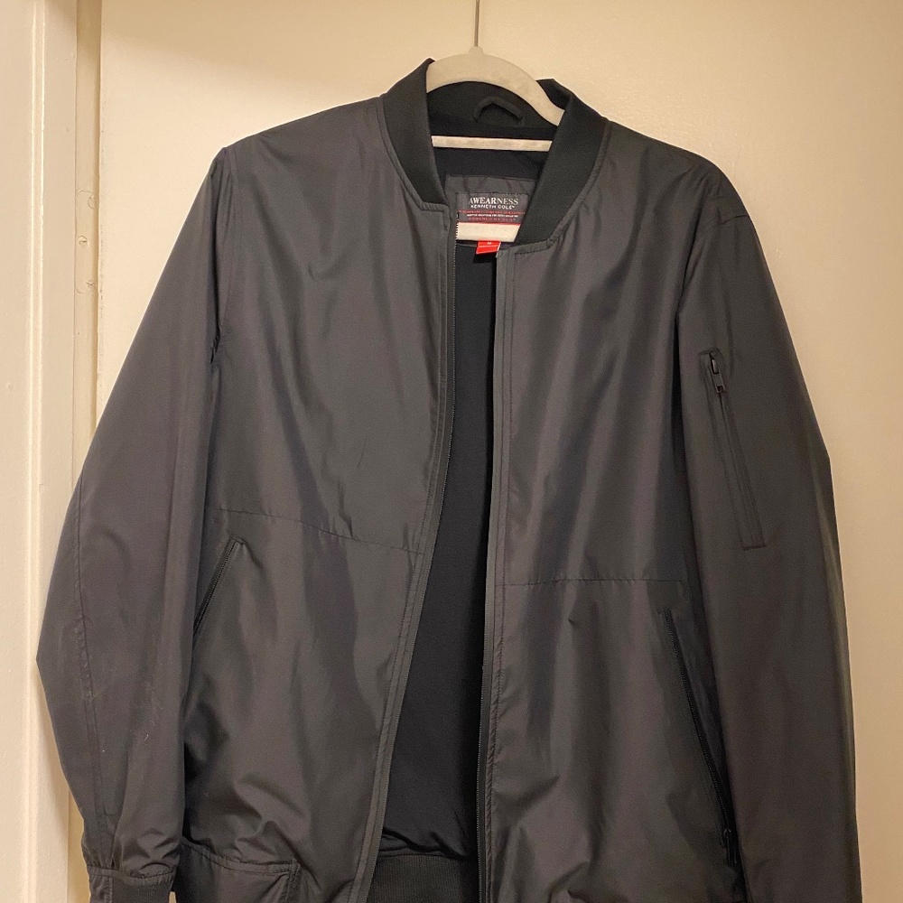 Awareness Kenneth Cole Black Bomber Jacket, Size Medium
